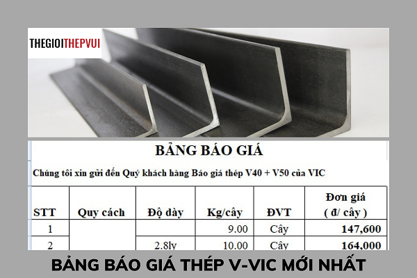 Bảng báo giá thép V-VIC mới nhất