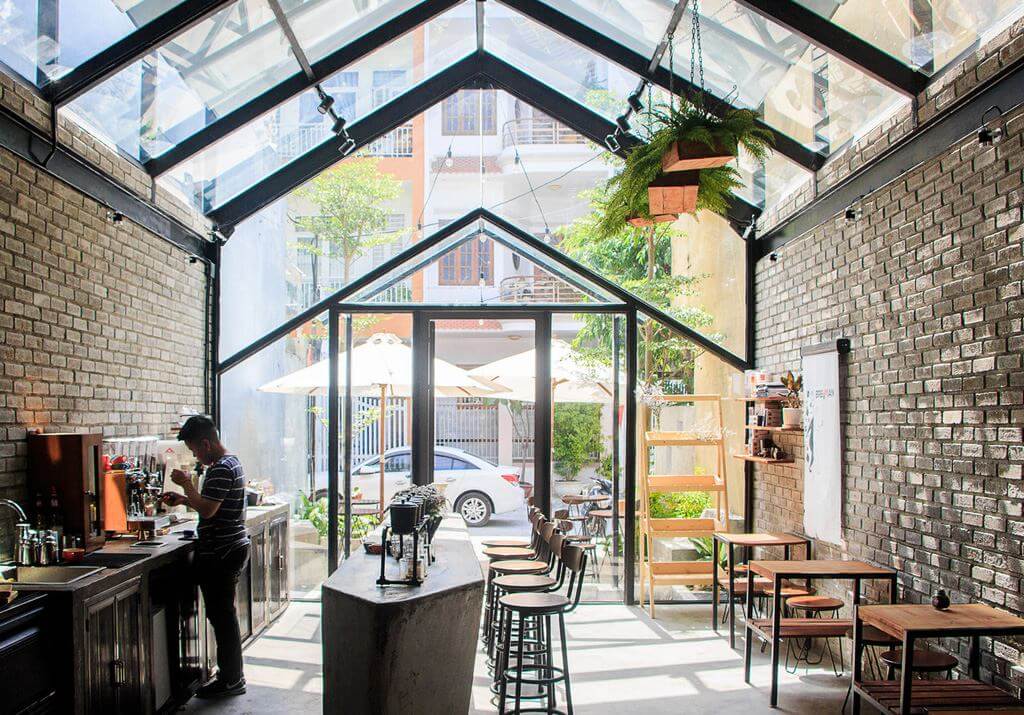 Thiết kế quán Coffee khung thép không gian mở tại Thanh Hóa
